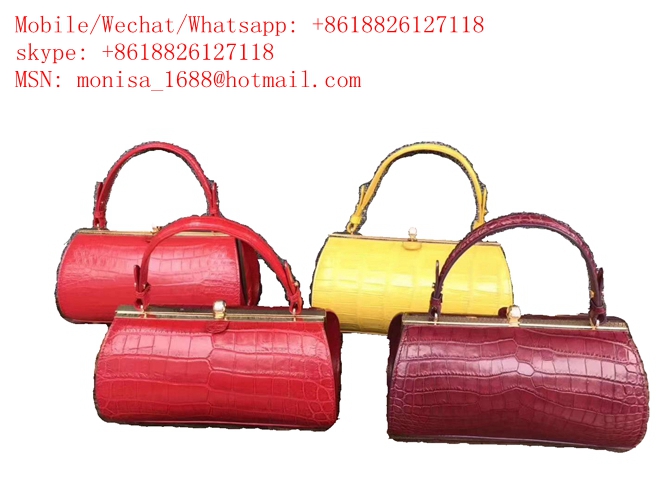 European And American Casual Cylindrical Handbag Horizontal Barrel-Shaped Leather Shoulder Bag Crocodile Leather Diagonal Bag Women