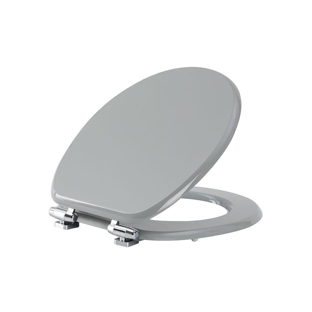 Gray Quality Soft Close Molded Wood Toilet Seat with Zinc Alloy Hinges LGMWHZ-2103