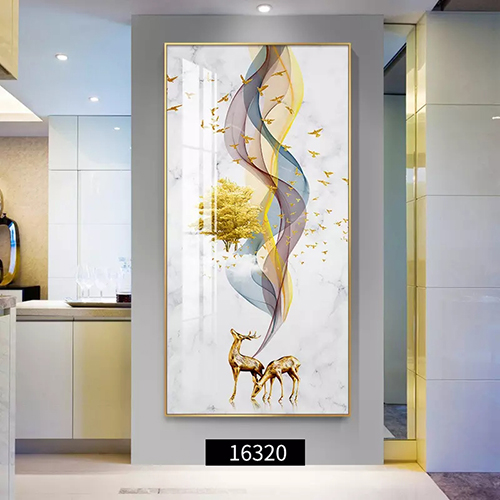 Luxury nordic animal painting deer abstract wall art painting poster living room home decoration crystal porcelain painting