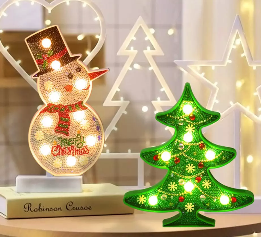 PL christmas resin crafts light led diamond painting christmas ornaments xmas decorations ornaments