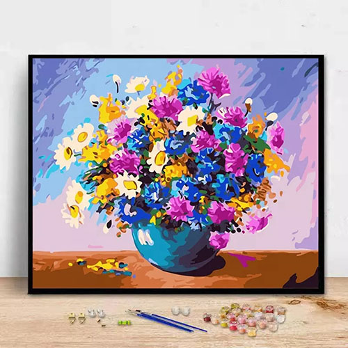 European flower DIY painting by digital acrylic paint by digital hand-painted oil canvas on the home decoration wall art