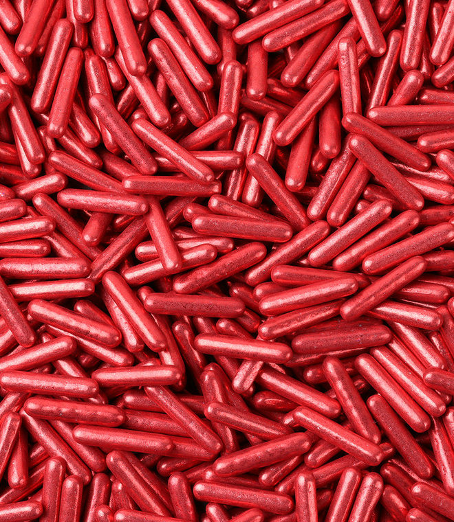 Metallic Shiny Red Rods Sprinkles Jimmes Decorations