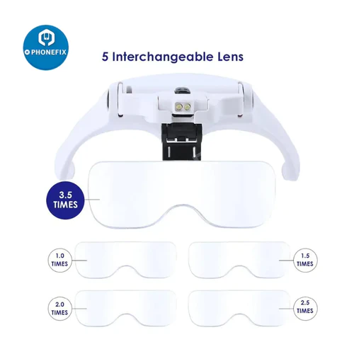 1.0X-3.5X Adjustable Lens Loupe Headband LED Magnifying Glasses