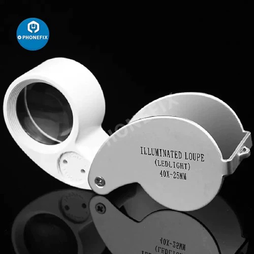 40X Mini Folding Loupe Illuminated Magnifying Glass For Antiques Identification