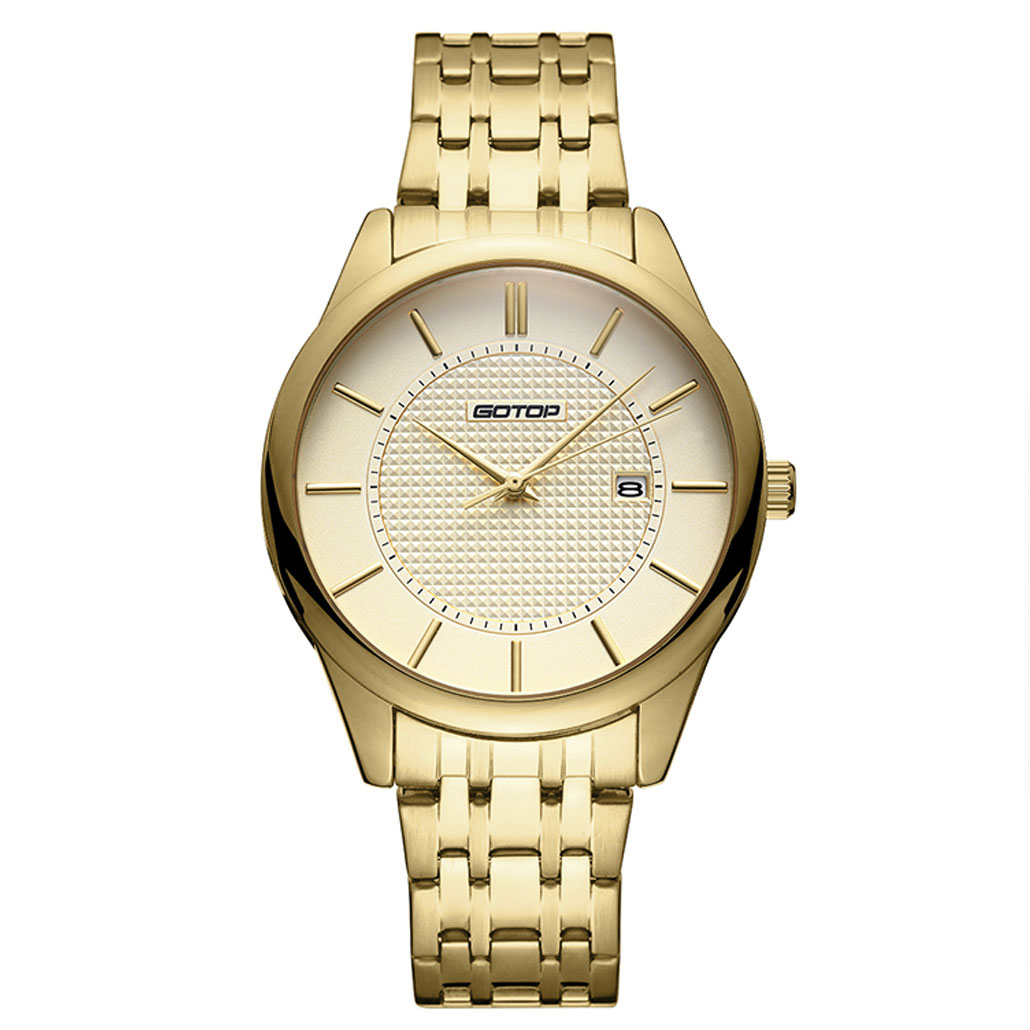 GOLD STAINLESS-STEEL MEN'S WATCH WITH METAL BRACELET MANUFACTURER