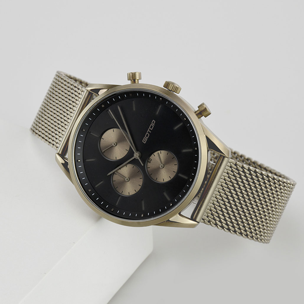 KHAKI AND BLACK MEN'S WATCH WITH STAINLESS-STEEL MESH BAND MANUFACTURER