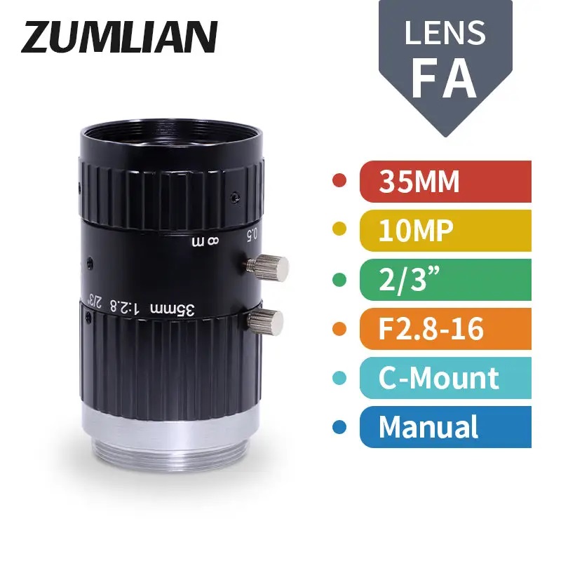 10MP 8mm-50mm Manual C-mount FA Prime Lens