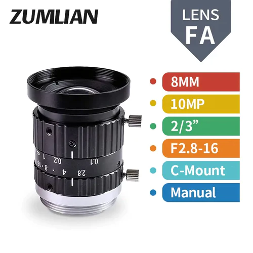 10MP 8mm-50mm Manual C-mount FA Prime Lens
