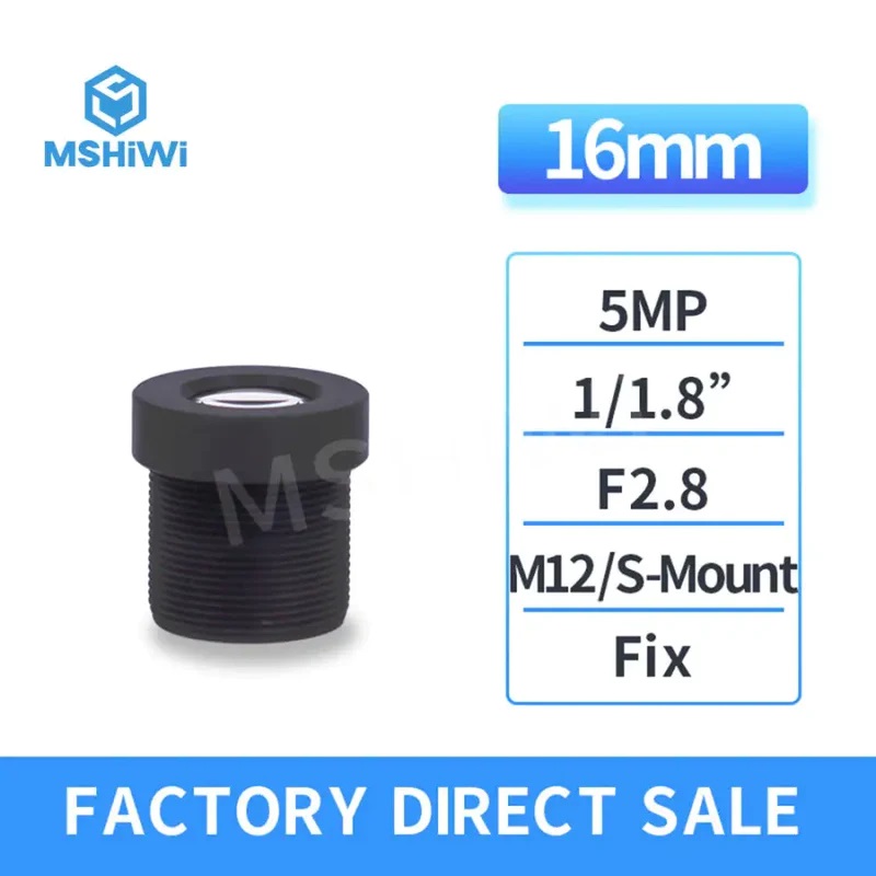 5.0MP 16mm M12/S-mount F2.8 Prime Lens 1 1