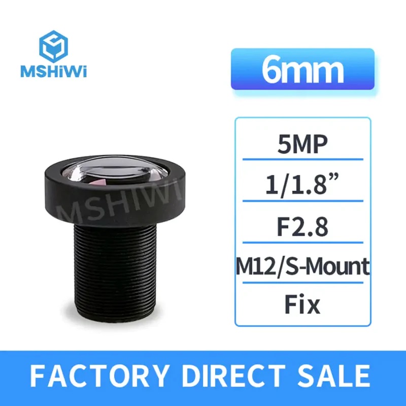 5.0MP 6mm F2.8 Fixed 1/1.8 Aperture M12/S Mount CCTV Lens
