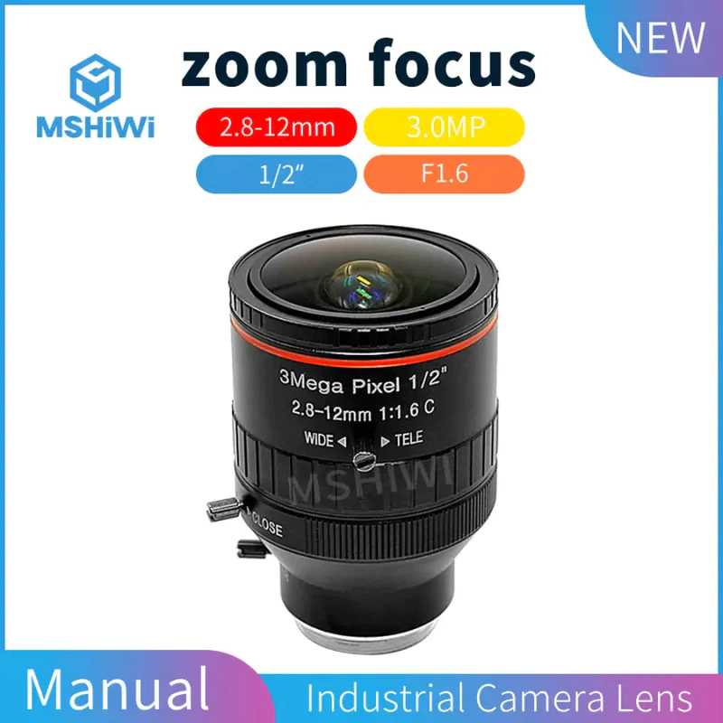 2.8-12mm Zoom Lens 3MP F1.6 C Interface 1/2 Lenses 