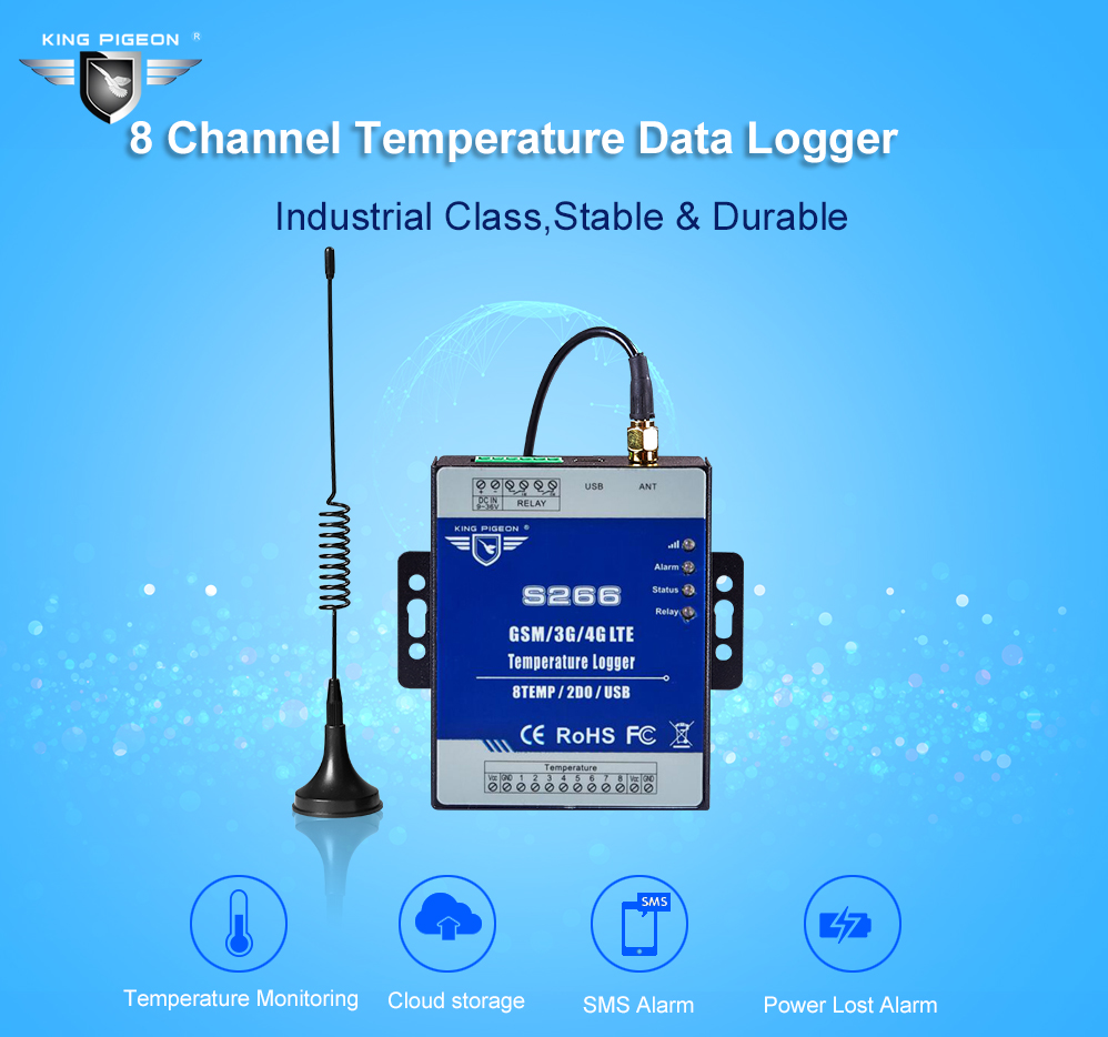 Cellular Temperature Data Logger Supports 8 Temp Inputs S266
