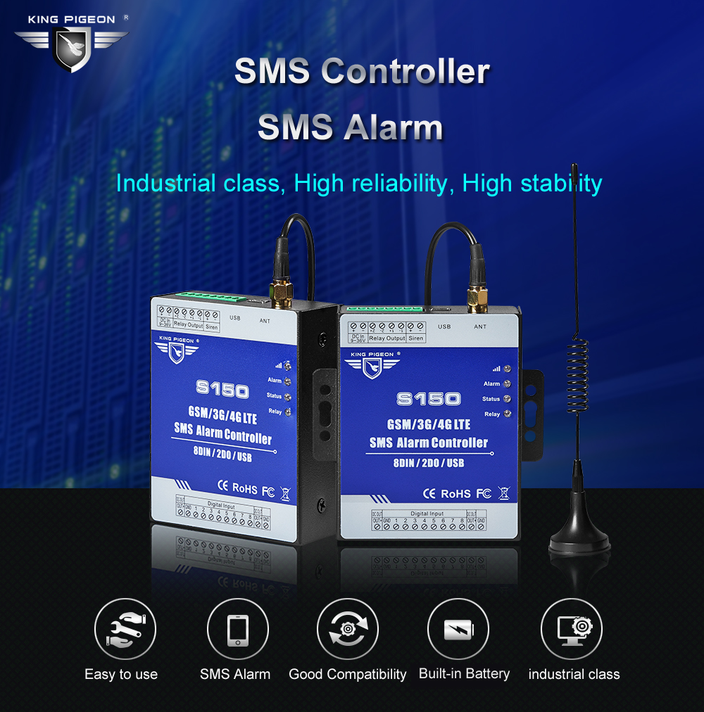 GSM 3G 4G 8DI 2DO Remote SMS Alarm Controller used to monitor and control an alarm by SMS 