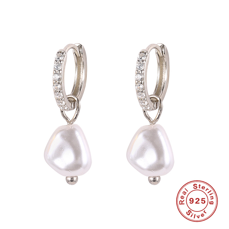 S925 sterling silver baroque pearl earrings with gold plating