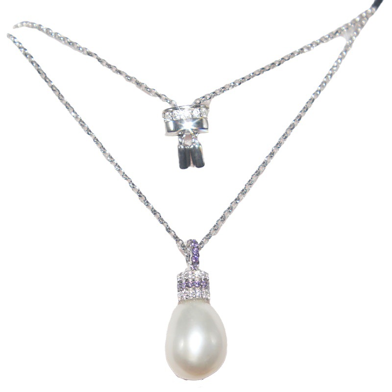 S925 sterling silver necklace women's pearl collarbone chain