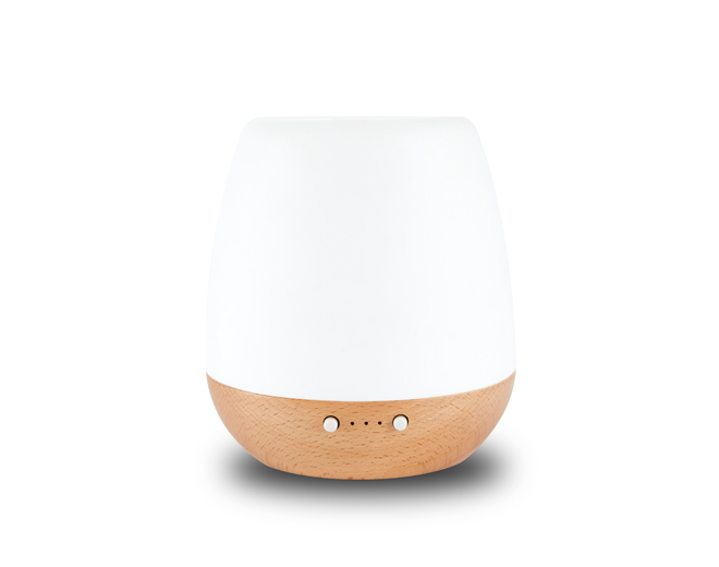 Mona-Portable Wooden Base White Electric Ultrasonic Diffuser With Light