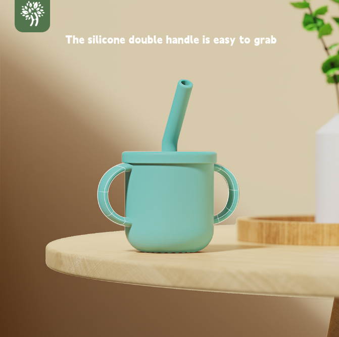 带吸管盖的可重复使用杯，双层水瓶，带吸管刷的冰咖啡旅行杯 - 绿色