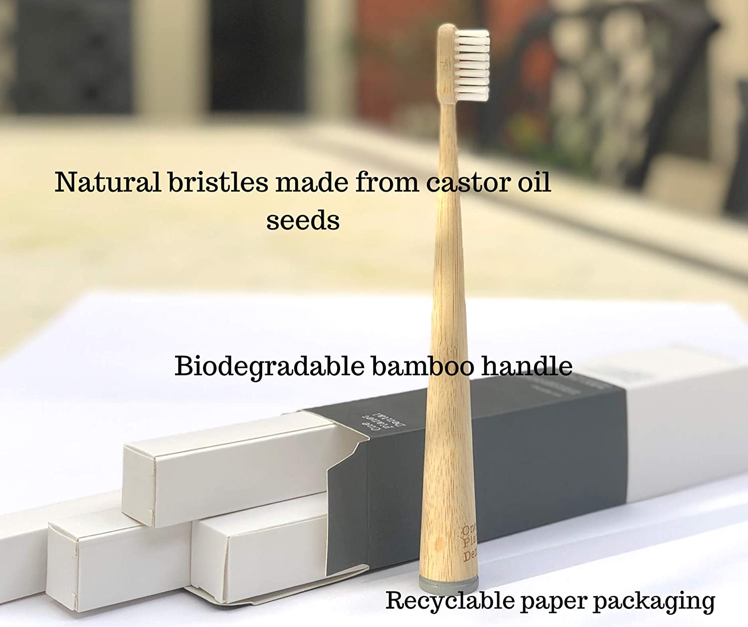 Stand up Biodegradable Bamboo Toothbrushes Hard Wearing, Soft/Medium Plant Bristles Vegan Plastic Free Toothbrush