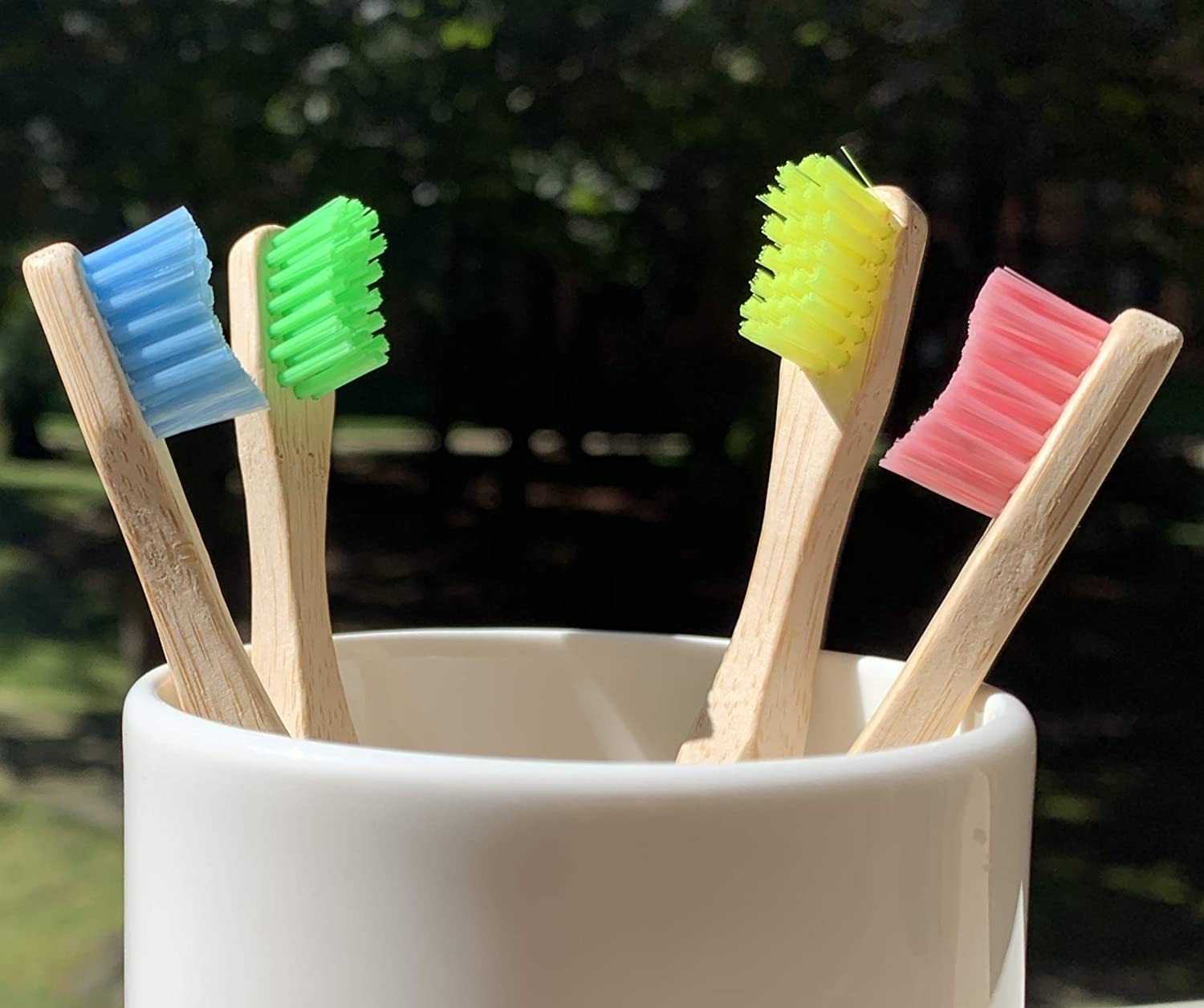 Kids Bamboo Toothbrush - Child Size Soft BPA Free Color Safe Bristles