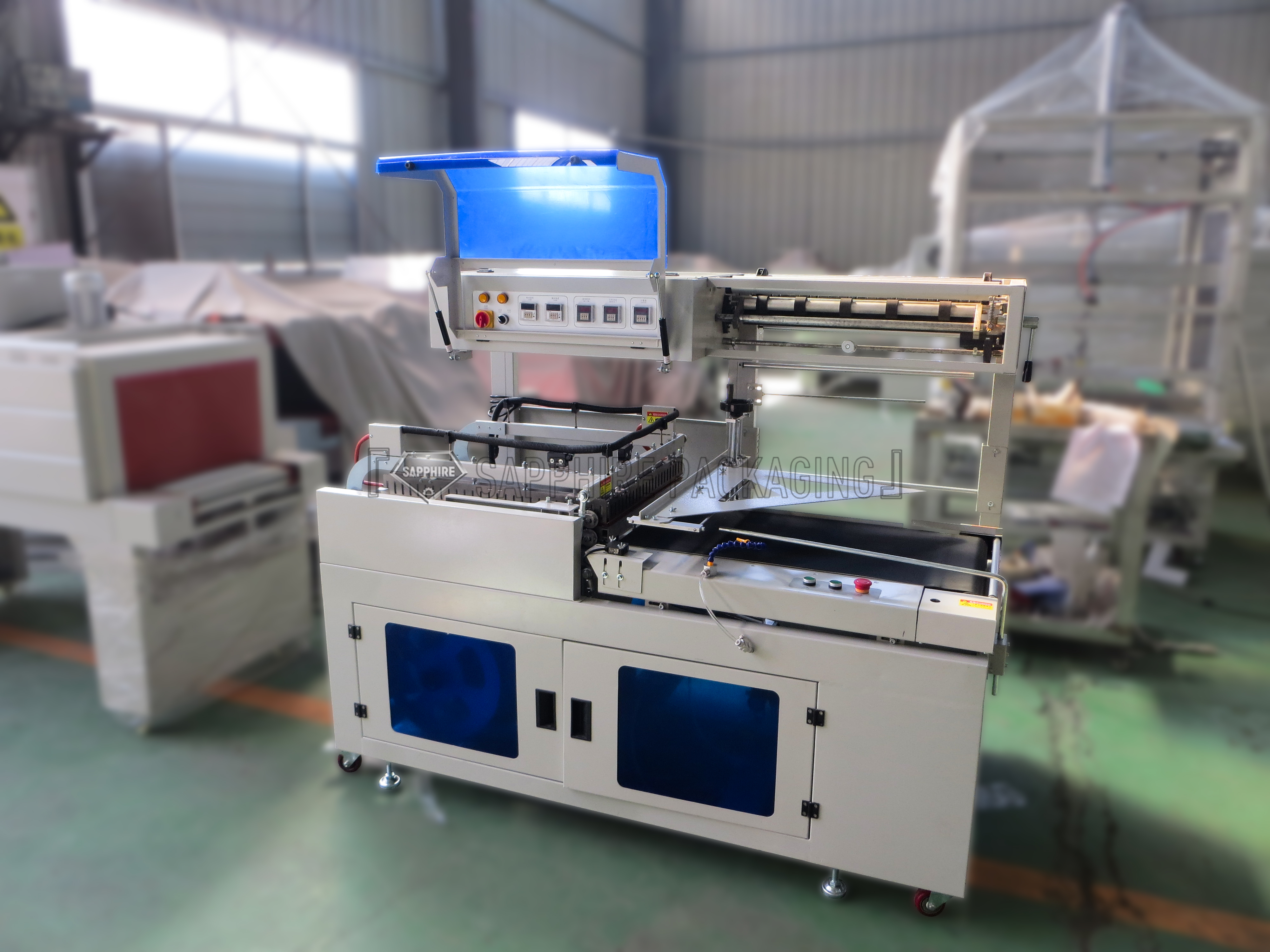 FQL450+RS4525 L-Type Fully Automatic Sleeve Film Sealing and cutting Shrink Wrapping Machine
