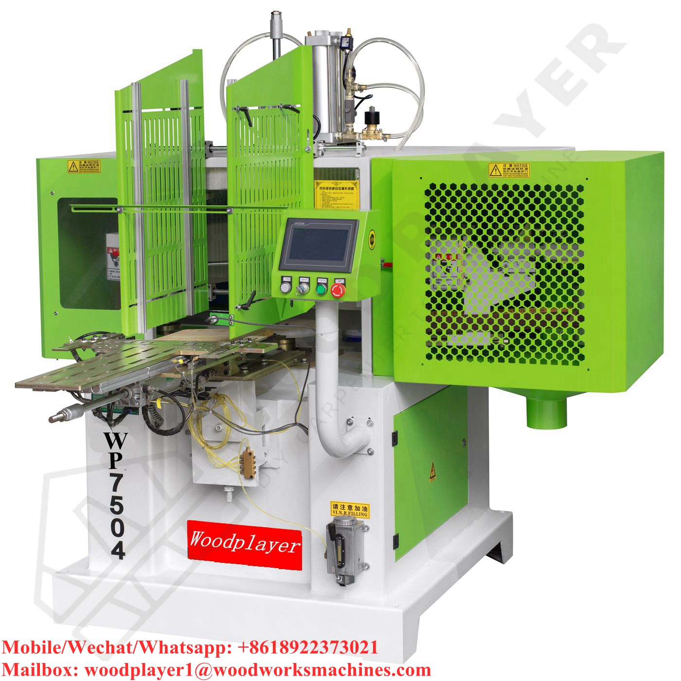 WP7504-SA Auto Double Shafts Copy Shaper (Channeling Sand) Profiled Milling Woodworking Machine