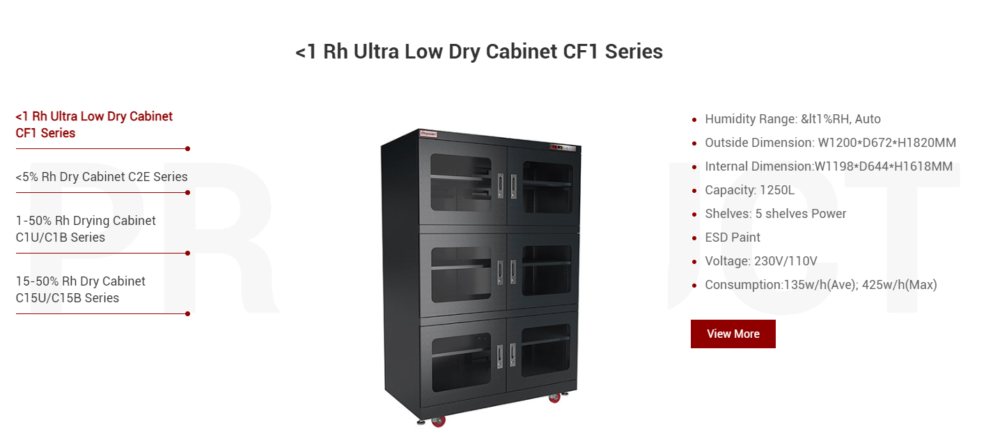DRY STORAGE CABINETS FOR ELECTRONICS COMPONENTS