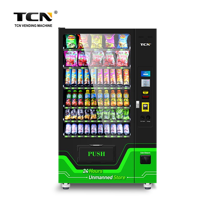 TCN Self Touch Screen Drink Snack Vending Machine USA Banknote Vending Machines Black Vending Machine