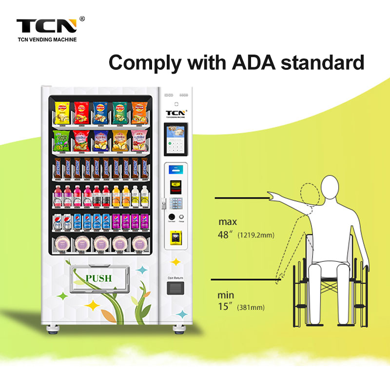 TCN Fresh Food Vend Machine Snacks And Drinks Vending Machine With 10 Inches Screen