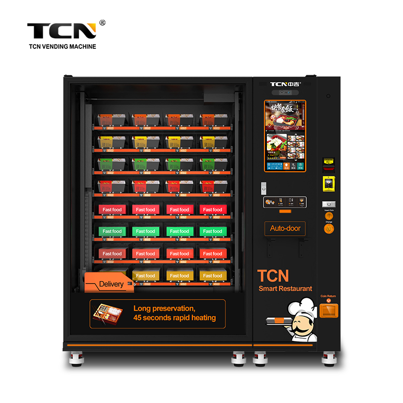 TCN 24 hours packaged pizza vending machine with microwave heating function