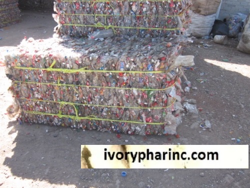 Plastic scrap PET bottle bale available for sale at ivory phar inc