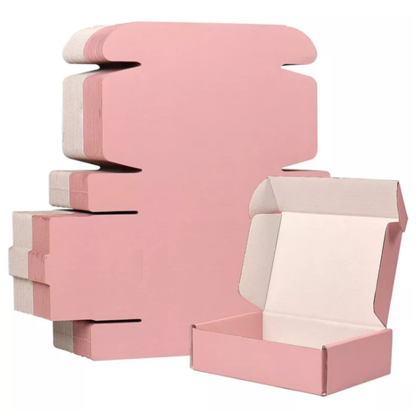 Custom colorful logo corrugated cosmetic shipping pink mailer paper box shoes clothing packaging box