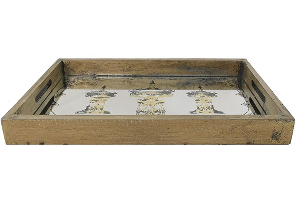 Wooden Serving Tray With Glass Insert