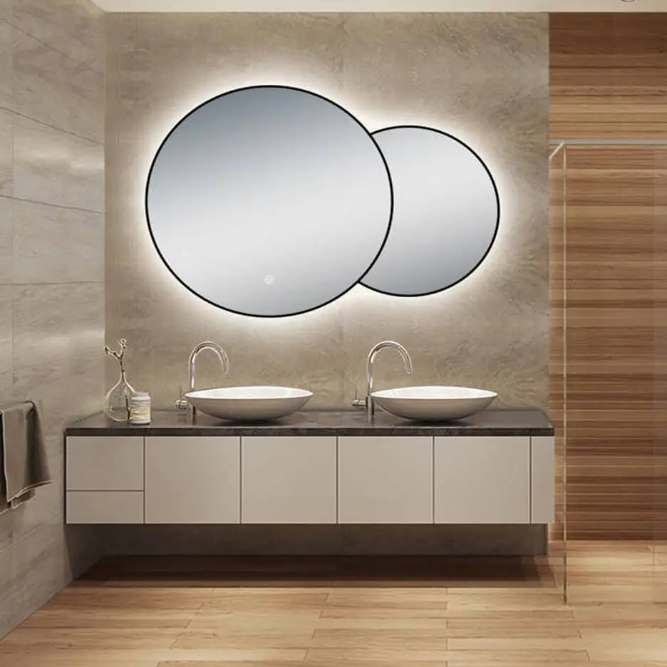 LAM032 Custom Glass Framed Led Bathroom Mirror