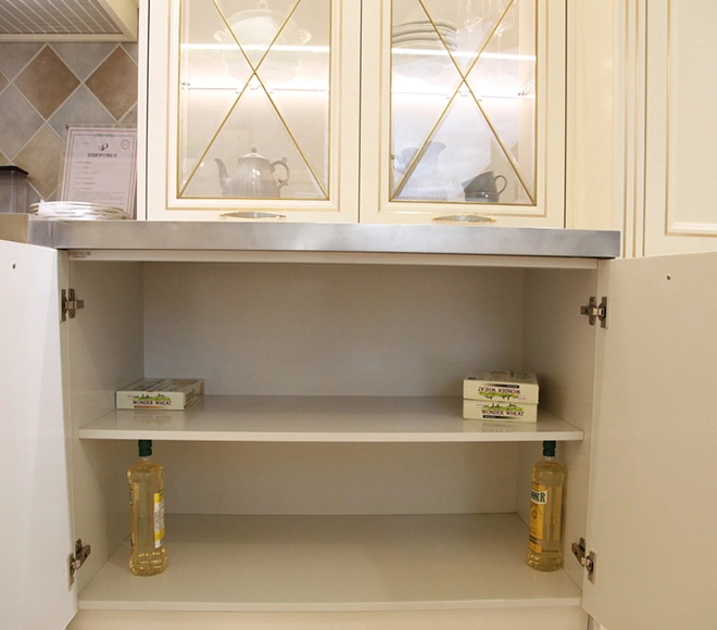 European Style White Kitchen Cabinet Stainless Steel Kitchen Cabinet
