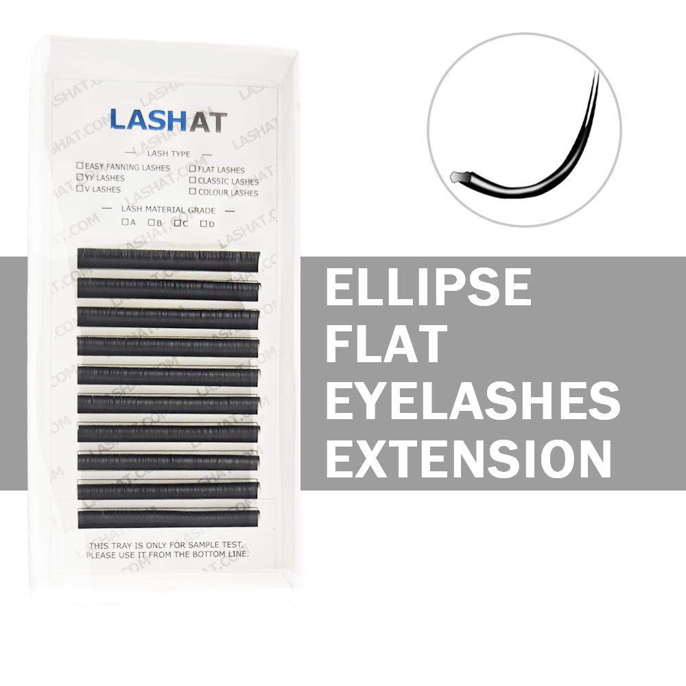 Premium Matte Flat Ellipse Individual Eyelash Extensions Natural Soft Split Tips False Lashes