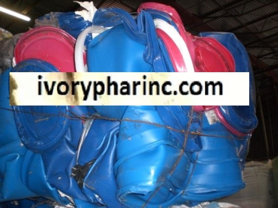 HDPE High Density Polyethylene Drum Scrap For sale, Bale, Blue regrind