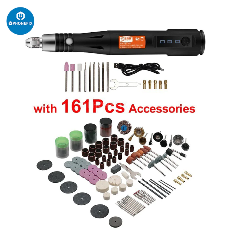 161-Piece Electric Micro-Engraving Pen with Rotary Tool Accessory Set for Engraving Glass Wood.