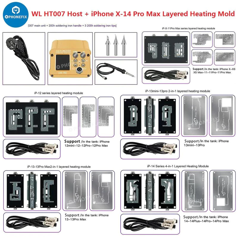 HT007 iPhone X-14 Pro Max motherboard layered soldering station logic board soldering rework station