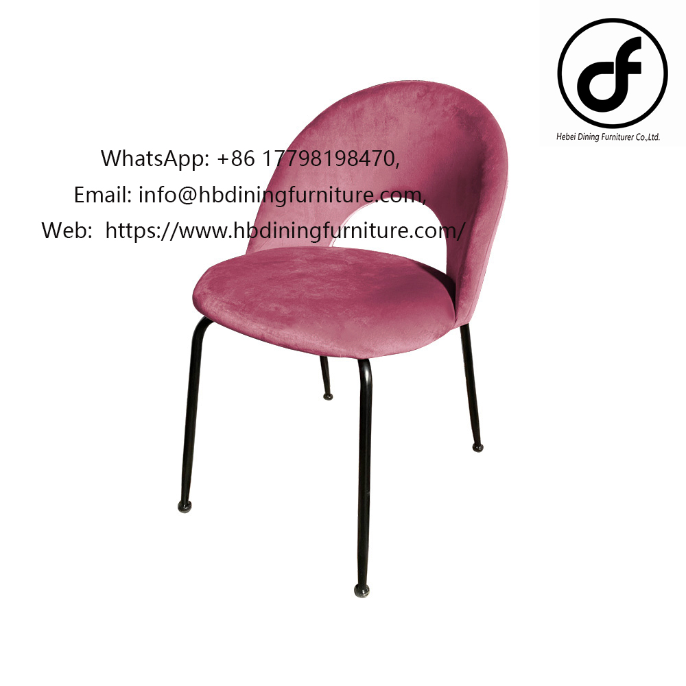 Pink hollow back velvet dining chair