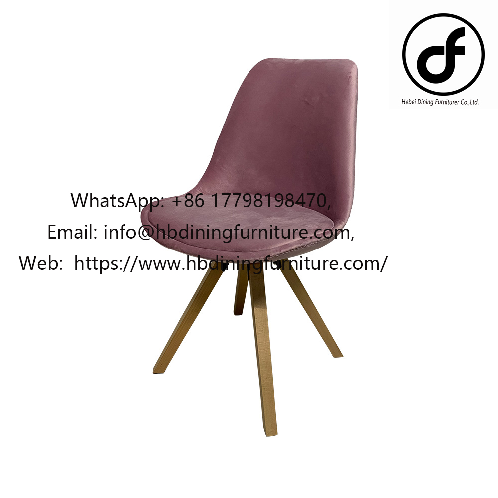 Fabric dining chair with wooden legs