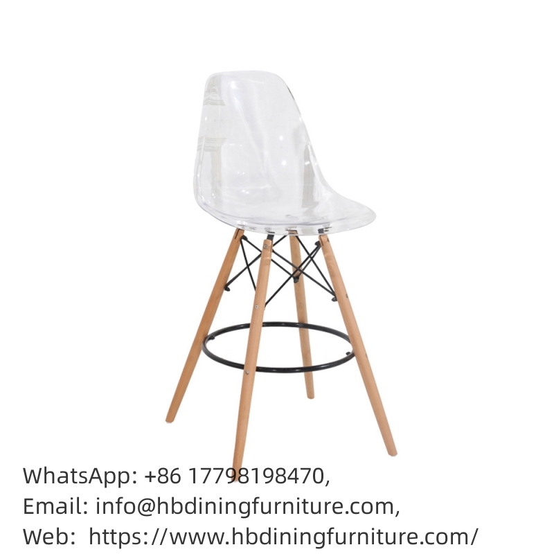 Wooden Leg Bar Chair with Plastic Seat DB-P03
