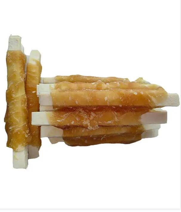 Chicken Wrapped Dog Treats Fish Skin Stick with Sesame