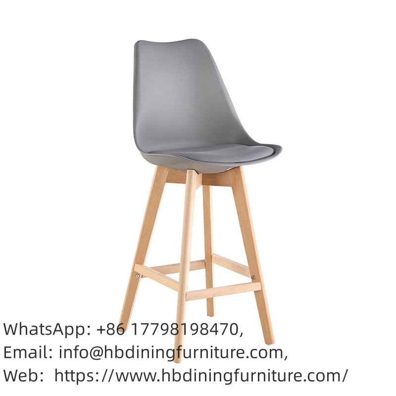 Fabric High Bar Chair Solid Color Wooden Legs DB-F05