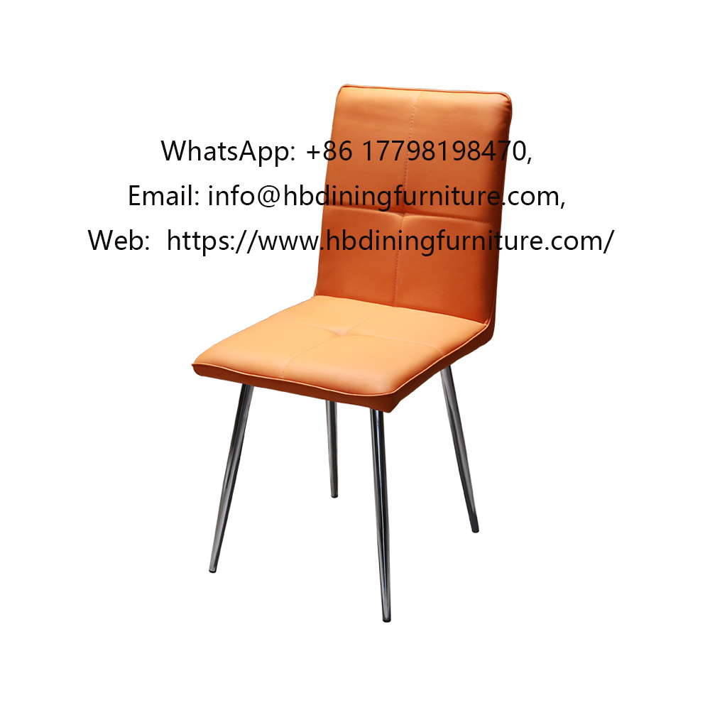 Orange leather high back dining chair