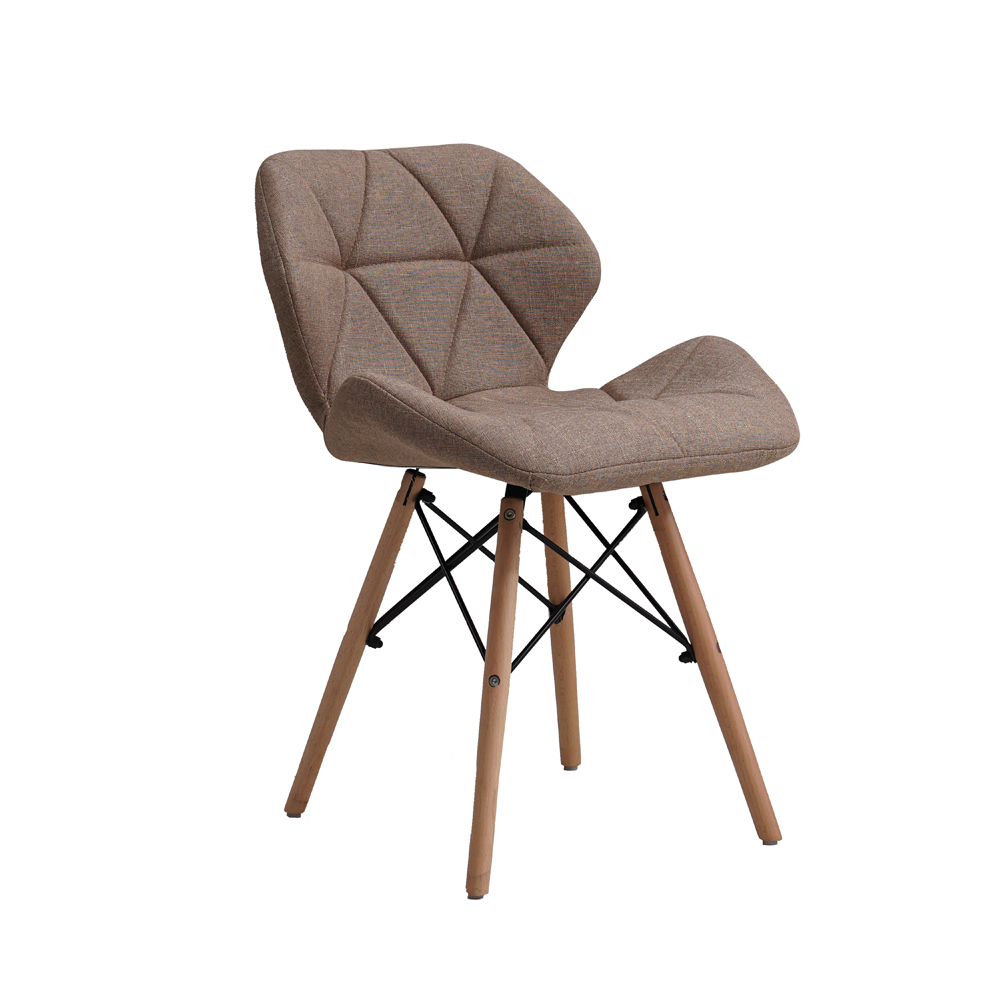 	Fabric Line Upholstered Dining Chair with Wooden Legs DC-F06