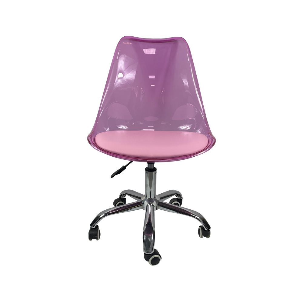Plastic Swivel Chair Acrylic Backrest Upholstered Seat DC-P03PF