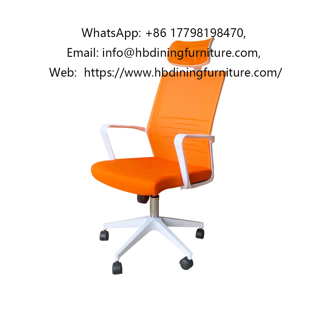 Orange Leather High Back Swivel Office Chair