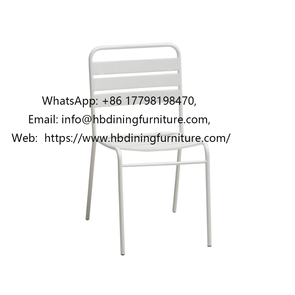 White simple iron chair with backrest and armrests