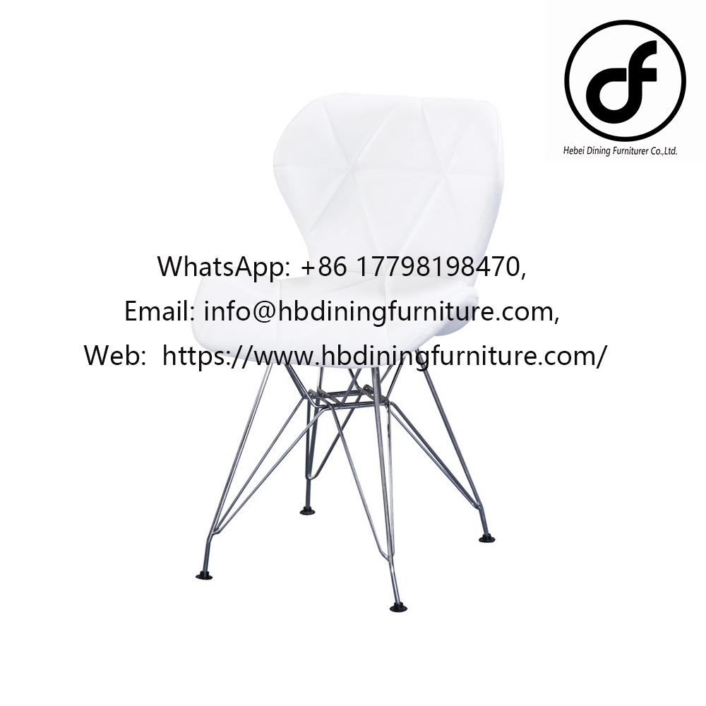 Factory supplier Iron legs leather PU dining chairs