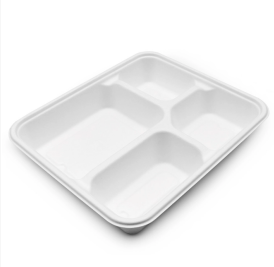 4 Compartment Meal Tray Recyclable Sustainable Biodegradable Freezer Safe Wholesale Sugarcane Bagasse